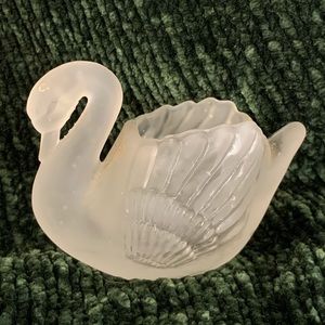 VTG Satin Frosted Glass Swan Toothpick Holder or Votive